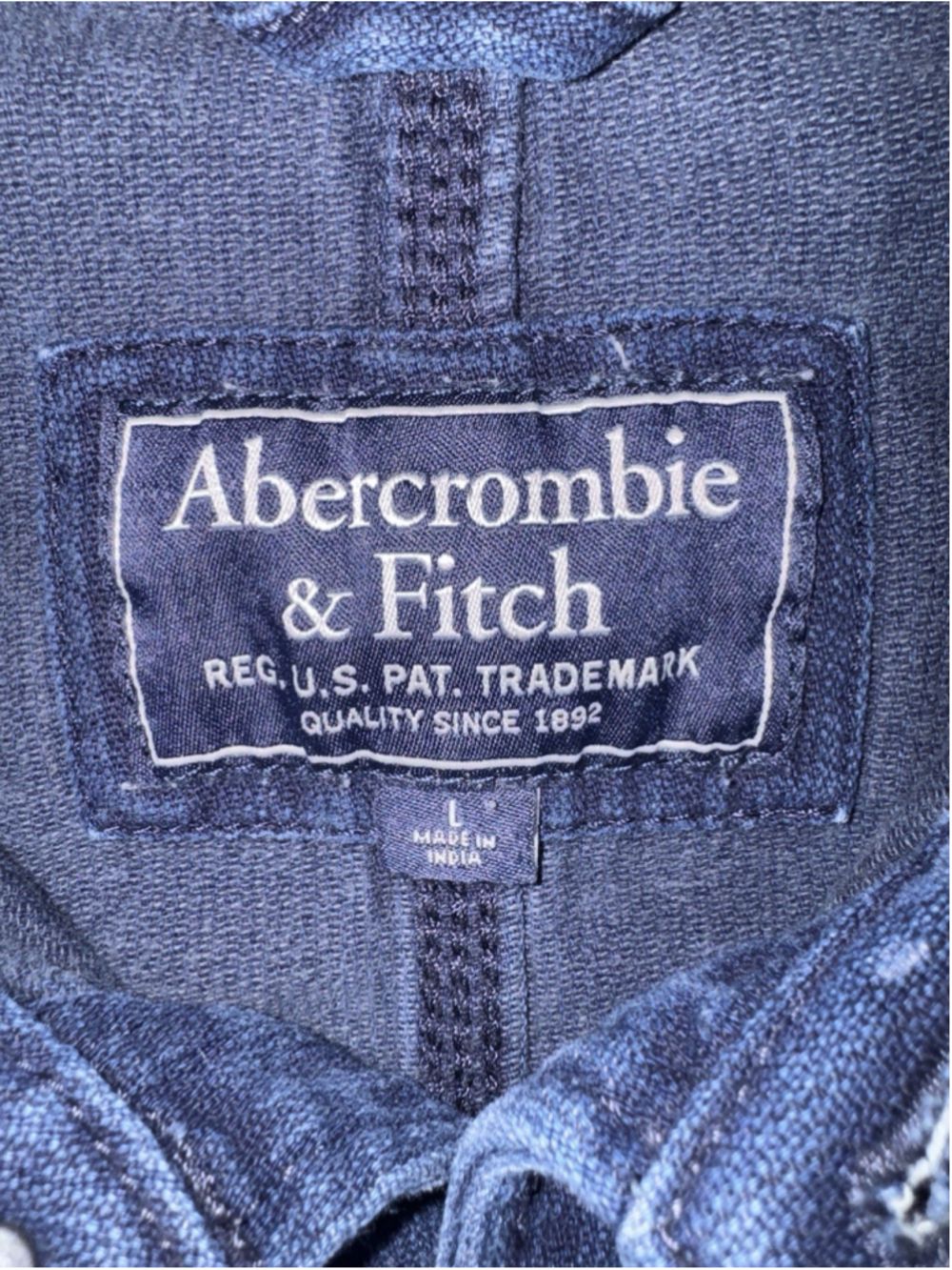 Abercrombie & Fitch True Indigo Chore Button Up Shirt Workwear Utility Large - Picture 3 of 10